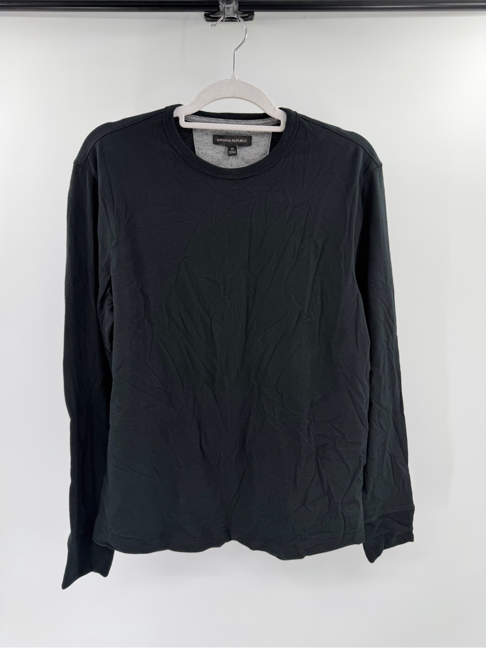 Banana Republic Men’s Cozy Jersey Longsleeve Shirt Cotton Size Medium Black New